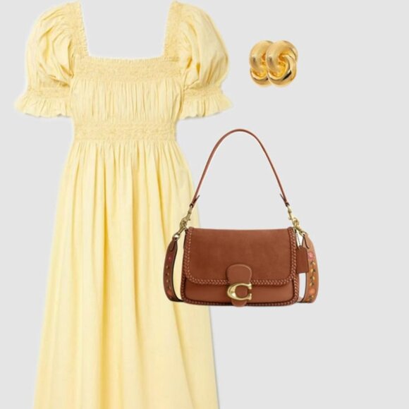 GAP Butter Yellow Linen Maxi Sundress – Puff Sleeves Cottagecore Prairie Coastal - Picture 10 of 10